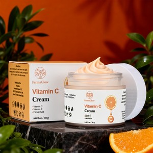 Crème <span class=keywords><strong>Visage</strong></span> Éclaircissante et Hydratante à la Vitamine C Fermentée, à l'Acide Ferulique et aux Antioxydants, Correctrice de Taches Brunes, Raffermissante et Illuminatrice - Product Image 3