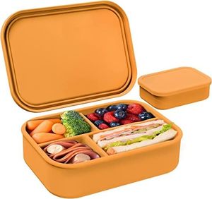 3 Compartment Silicone Bento <b>Lunch</b> <b>Box</b> Container,Leak-Proof Salad Bento <b>Box</b> for Adult, Microwave Safe - Product Image 4