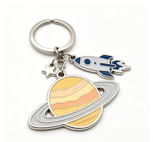 Custom Space Planet Keychain Metal Enamel Rocket Key <b>Ring</b> Gold Plated Soft Enamel Gift Accessory - Product Image 4
