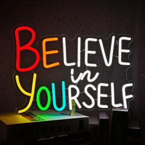Letrero LED <span class=keywords><strong>de</strong></span> Neón Personalizable con Frase Inspiradora 'Believe Yourself', Alimentado por USB, Decoración <span class=keywords><strong>de</strong></span> Pared, para Aula, Fiesta <span class=keywords><strong>de</strong></span> Cumpleaños, Versátil para Cualquier Lugar - Product Image 1