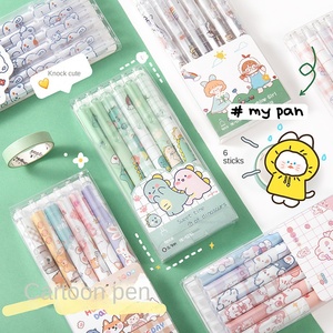 Bolígrafo de Gel de Plástico Creativo con Diseño de Dibujos Animados, 6 Unidades en Caja, Material Escolar, Presión de 0.5mm, Tinta Negra para Oficina, Venta al por Mayor - Product Image 3