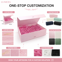 Grande boîte cadeau magnétique pliable avec ruban, carton ondulé recyclable, logo personnalisé, laminage mat et impression UV