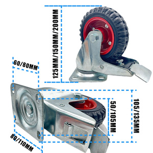 VIMA Schwerlast-Lenkrolle mit Bremse, 5, 6, 8 Zoll, Gummi-Eisen-Rad und Laufrolle für Einkaufswagen, Transportwagen, 120kg, Industrie-Bockrolle - Product Image 3