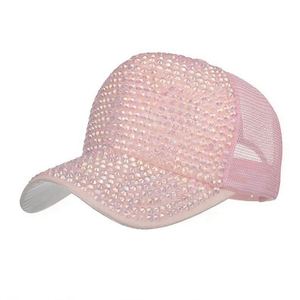 Casquette de baseball en maille pour femme avec patch en cristal et strass, style camionneur, vente en gros - Product Image 3