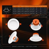 Plafonnier LED encastré moderne à faible éblouissement IP44, 5 températures de couleur sélectionnables, 3 niveaux de puissance, intensité variable en option, en aluminium moulé sous pression