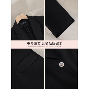 Lapel Three Quarter Sleeve Blazer Solid Color Slim Fit Women's Blazers With Label - Product Image 4