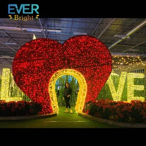 holidaylighting metal led outdoor street decoration motif 3D Heart shaped arch lights