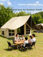 Grande tente de camping gonflable entièrement automatique quatre saisons portable 6.6-3, triple protection imperméable avec revêtement noir, 2 portes et 6 fenêtres