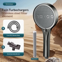 Pommeau de douche rond en ABS électroplaqué style américain, 6 modes de pulvérisation, haute pression, pour salle de bain
