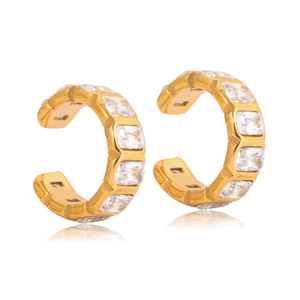 <b>Clip</b>-<b>On</b> <b>Earrings</b> Geometric Square Zircon Channel Setting For Women Party Jewelry - Product Image 5