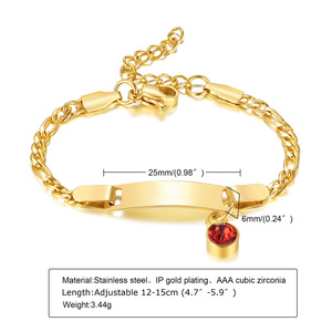 Bracelet bébé <span class=keywords><strong>en</strong></span> acier inoxydable plaqué <span class=keywords><strong>or</strong></span> DIY, personnalisable avec nom, cristaux/strass, forme géométrique tendance, idéal pour fêtes et cadeaux - Product Image 3