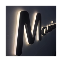 Lettres LED rétroéclairées en or 3D personnalisées, en acier inoxydable, logo d'entreprise éclairé pour la décoration murale de bureau ou de magasin
