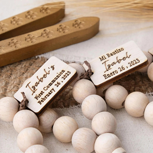 Pulsera de cuentas de madera para la oración de la Comunión |   Adecuado como regalo para los invitados durante las ceremonias de bautismo - Product Image 4