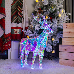 Set Regalo Decorazioni Natalizie per Feste con Renna Luminosa a LED Effetto Cristallo Colore Fantasia 2025, Cervo Luminoso a Luce LED - Product Image 2