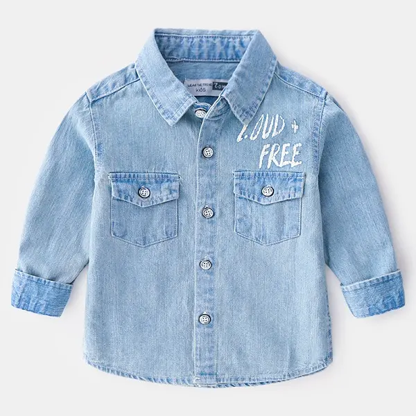 Camicia da bambino In Denim straniero di colore puro per ragazzo primaverile con fiori Made In China