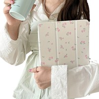 Nouvelle coque à motif floral rose miroir pour iPad 2022 11 pouces, support pliable à trois volets pour iPad Air4 Air5