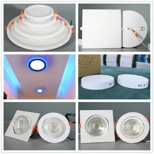 Pannello luminoso a LED quadrato rotondo sottile da incasso a superficie a doppio colore, 3 + 3W 6 + 3W 12 + 4W 18 + 6W
