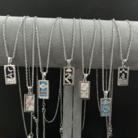 ODM Collier Femme Perhiasan Kalung Kartu Tarot Zirkon Tetes Persegi Panjang Baja Tahan Karat