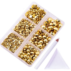 ชุดไข่มุกครึ่งวงกลม 6 ช่อง/แพ็ค ขนาดผสม สำหรับตกแต่งเล็บหรืองานศิลปะ - Product Image 5