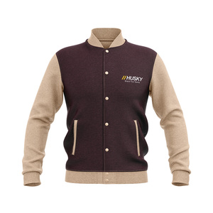 Varsity Jacket For Men Men's Jacket New Style Long Sleeves Crew Neck Collar Solid Color Quick Dry Breathable <b>Covered</b> <b>Button</b> - Product Image 6