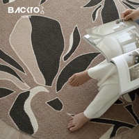 BACKTO Home Furnishing Neuer Gewebter Teppich im Chinesischen Stil, Südostasiatischer Runder Moderner Woll-Ananas-Schlaufen-Teppich mit Orientalischem Vintage-Druck
