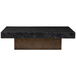 Andres Coffee <b>Table</b> substantial, antiqued bronze <b>square</b> base is crowned by a <b>square</b> top of hand-applied faux horn laid - Product Image 4