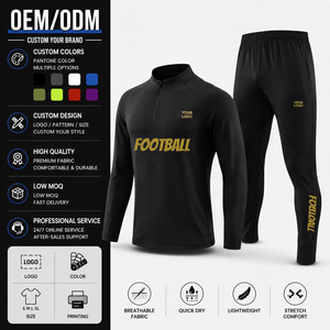 Conjunto de Chándal de Entrenamiento de Fútbol Personalizado OEM para Hombre, Top de Fútbol de Secado Rápido con Media Cremallera y Pantalones Ajustados - Product Image 1