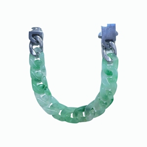 Bracelet en agate de couleur claire, bracelet en pierres précieuses naturelles, chaîne cubaine, accessoire de mode - Product Image 1