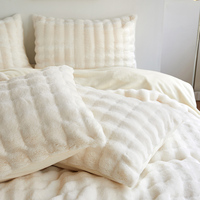 Vente en gros sur mesure Simple classe a Toscane Faux lapin peluche bulle velours 4 pièces drap de literie toutes saisons housse de couette ensemble