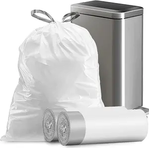 Medium Kitchen Drawstring Trash Bags 8 Gallon White Clear Plastic Kitchen Trash Bag