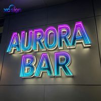 Enseigne lumineuse 3D personnalisée à LED RVB dégradé, bord en acier inoxydable, éclairage par le bord, télécommande, étanche IP65, pour maisons/bâtiments/boutiques