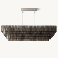 Lustre en verre fumé au design moderne et luxueux américain, décoration intérieure, luminaire suspendu chromé, rectangulaire, lampes suspendues pour salle à manger