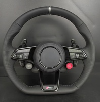 Volant de voiture sport personnalisé RS pour VW Golf MK7 MK7.5 GTI R, cuir perforé, forme en D, bouton de démarrage et d'arrêt du moteur rouge