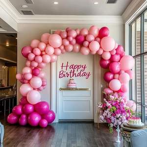 Cvpartyon balon merah muda mengilap bersertifikasi EN71 100 buah aneka warna <span class=keywords><strong>Pastel</strong></span> lateks pernikahan Baby Shower ulang tahun - Product Image 2