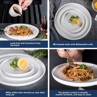 Assiette en céramique blanche de style européen créatif, assiette à steak à fond plat, vaisselle de restaurant occidental, assiette à gâteau compatible micro-ondes