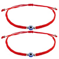 Eye String Bracelets fait à la main noir String Eye Bracelet pour femmes hommes adolescents filles garçons 2 pièces