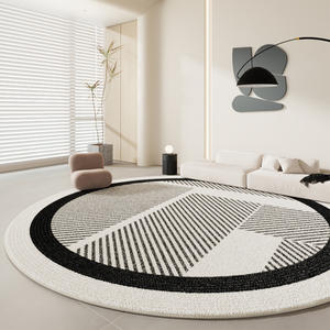 Alfombra Redonda Jinrui con Patrón Geométrico a Rayas, Moderna, Gruesa, de Imitación de Cachemira, Acolchada, para Sala de Estar, Dormitorio, Estudio, Balcón - Product Image 3