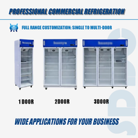 Réfrigérateur vertical pour boissons à porte vitrée, à compresseur et à refroidissement par air, à température unique, pour supermarchés commerciaux