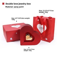 Boîte cadeau personnalisée à double porte, boîte à bijoux en plastique avec peinture tactile rose, fleur éternelle, collier, bague, boîte cadeau de proposition