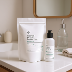 Poudre enzymatique essentielle V21 90g – Nettoyant visage doux hydratant, exfoliant, rafraîchissant et illuminateur - Product Image 1