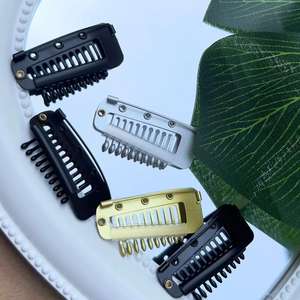 Mylulu Черный Коричневый Золотой Цвет 3,6 см 10 зубов парик для наращивания волос из нержавеющей стали защелкивающие зажимы с защитной булавкой - Product Image 1