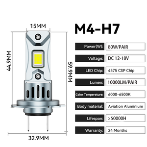 SAIMAN Mini 80W 10000LM <span class=keywords><strong>Bombillas</strong></span> LED H7 de Alta Calidad con Diseño 1:1, Ajuste Universal, Fácil Instalación, 24 Meses de Garantía - Product Image 2