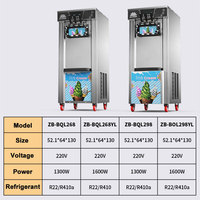 Machine à glace italienne verticale automatique commerciale à 3 saveurs pour les entreprises, option en libre-service