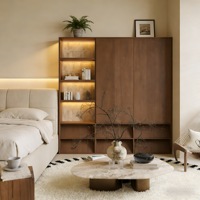 Vitrine en noyer pour salon, meuble de rangement avec tiroirs, style moderne pour la maison