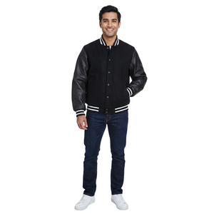 Veste universitaire en cuir véritable pour homme, grande taille, style Letterman, vente en gros, vestes personnalisées avec logo en relief, tissu PU fabriqué pour l'hiver - Product Image 1