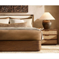 Lit de luxe en bois massif pour chambre à coucher, mobilier moderne en bois massif pour hôtel, ensembles de meubles de chambre pour villa et appartement