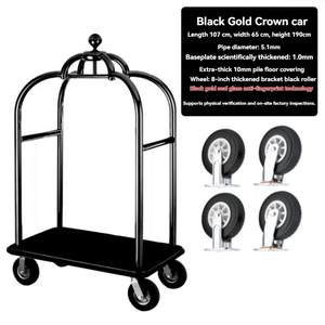 Carrello Piatto per Trasporto Bagagli Aeroportuali in Acciaio Inossidabile, Carrello di Servizio per Hotel, Reception e Concierge - Product Image 1