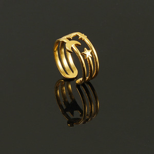 ZOGXIN Star Moon Open <b>Ring</b> Gold Color <b>Titanium</b> Steel Fashion Jewelry Gift - Product Image 2