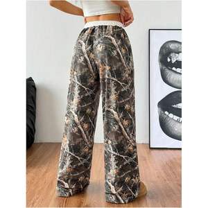 Pantalon camouflage personnalisé pour femme, coupe large, taille haute, cordon élastique, style Y2K, en tissu éponge respirant - Product Image 4