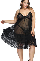 Vente directe d'usine Robe en dentelle de bonne qualité vêtements de nuit pour femmes grande taille Transparent femmes Sexy Lingerie en dentelle